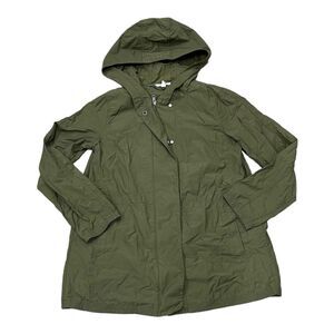 Eileen Fisher Olive Green Organic Cotton & Nylon Windbreaker Jacket XS